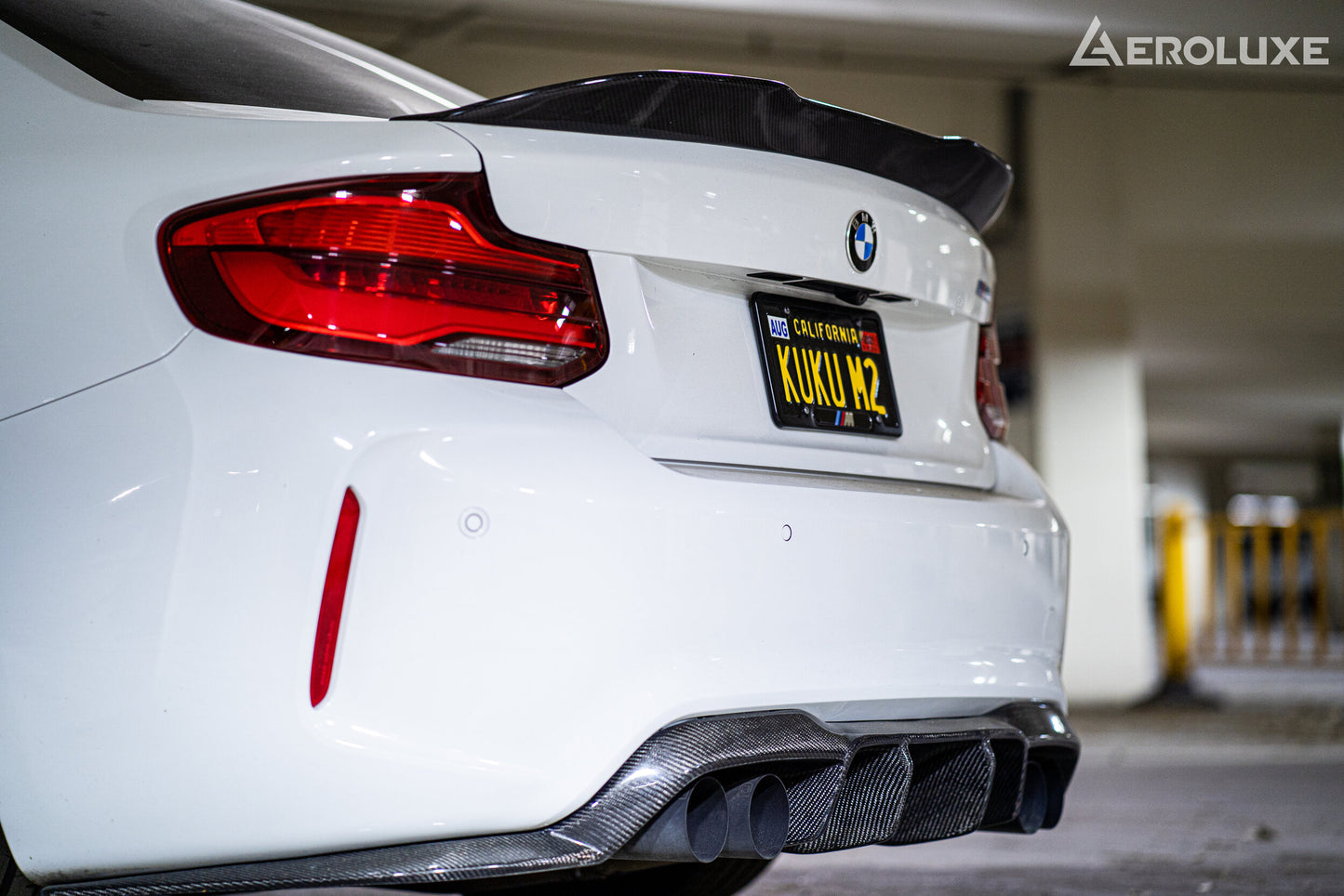 AeroLuxe BMW F87 M2 Spec-V Carbon Fiber 3-Piece Rear Diffuser