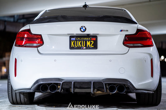 AeroLuxe BMW F87 M2 Spec-V Carbon Fiber 3-Piece Rear Diffuser