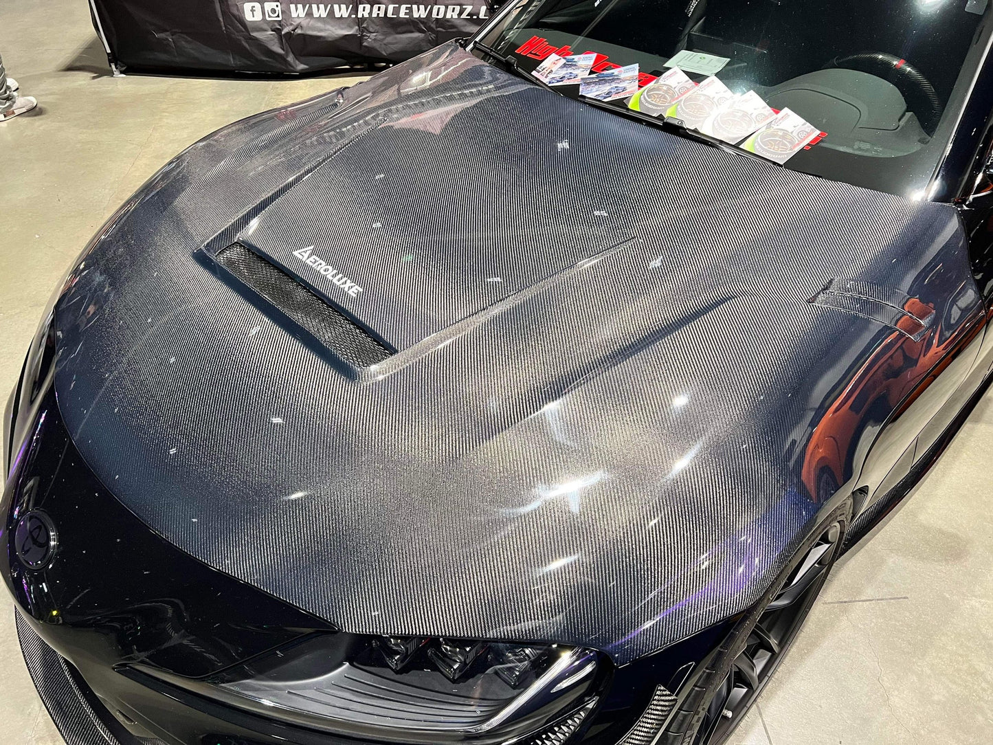 AeroLuxe MkV Supra Spec-V Carbon Fiber Hood