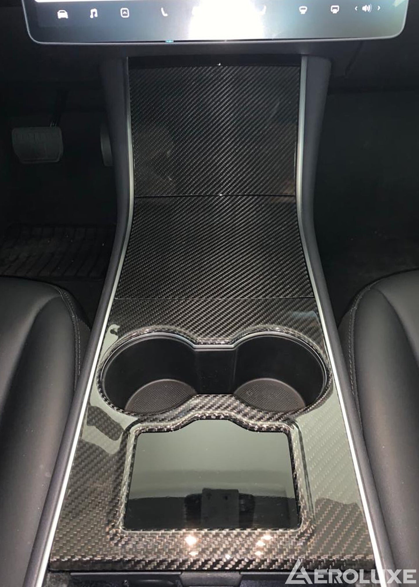 AeroLuxe Tesla Model 3 Carbon Fiber Center Console Covers